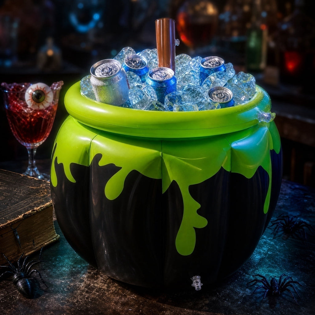 Halloween Inflatable Witch Legs Cauldron Cooler, 50+ Cans Super Capacity Drink Cooler, 40" Halloween Party Decorations for Holiday Party Home Indoor Outdoor Garden Lawn Yard