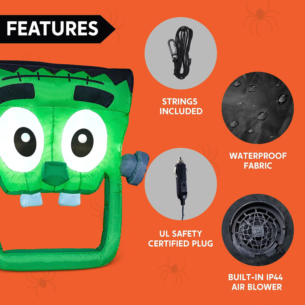 Joyfy 3.6 ft Animated Halloween Inflatable Dinosaur Decoration,Trunk or Treat Car Decorations Kit Dinosaur with Built-in LED Light for Halloween Party Indoor,Outdoor,Yard,Garden Decor