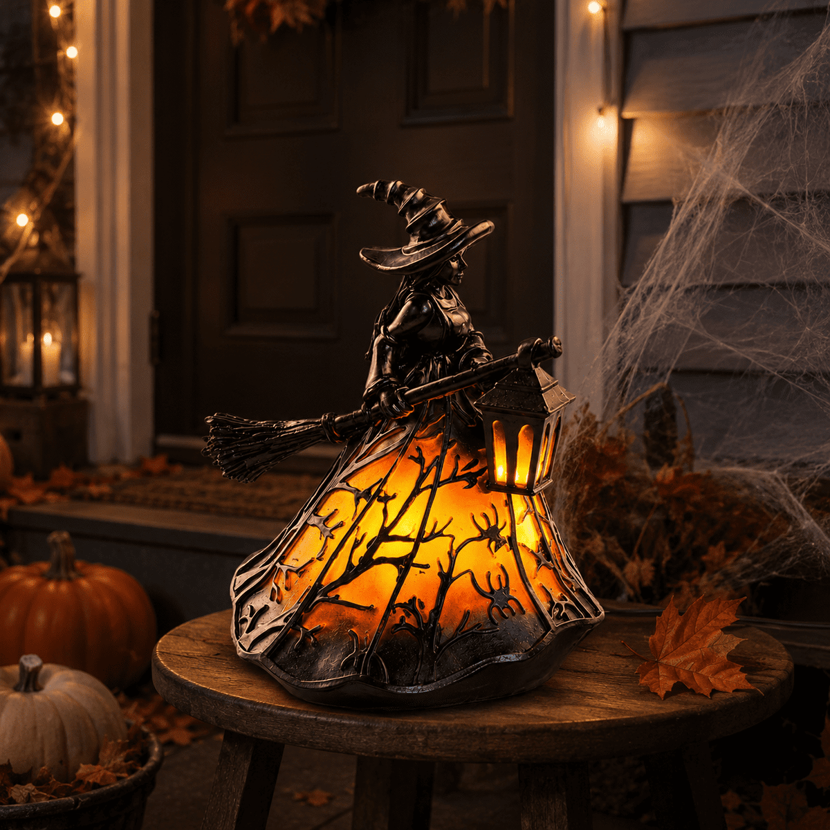 Diceymbol 11.81 Inch Halloween Ghost Night Light, Witch Hat Ghost Lamp with Jack O Lantern, Halloween Decorations Indoor for Table Mantel Party Decor