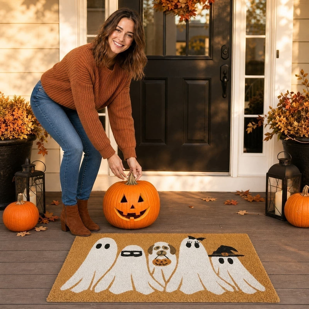 Clearance Natural/Black Floral Bird Outdoor Coir Doormat, 30" x 18"