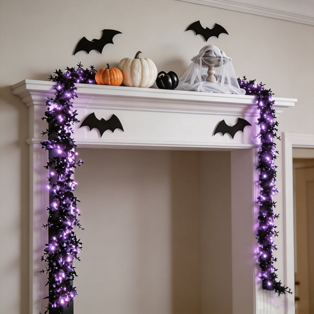 Chmadoxn 78.74" Halloween Thanksgiving Maple Leaf Garland with Mini Pumpkins & Berries, Artificial Fall Leaves Vine for Mantel Staircase Porch, Autumn Harvest Hanging Home Decor