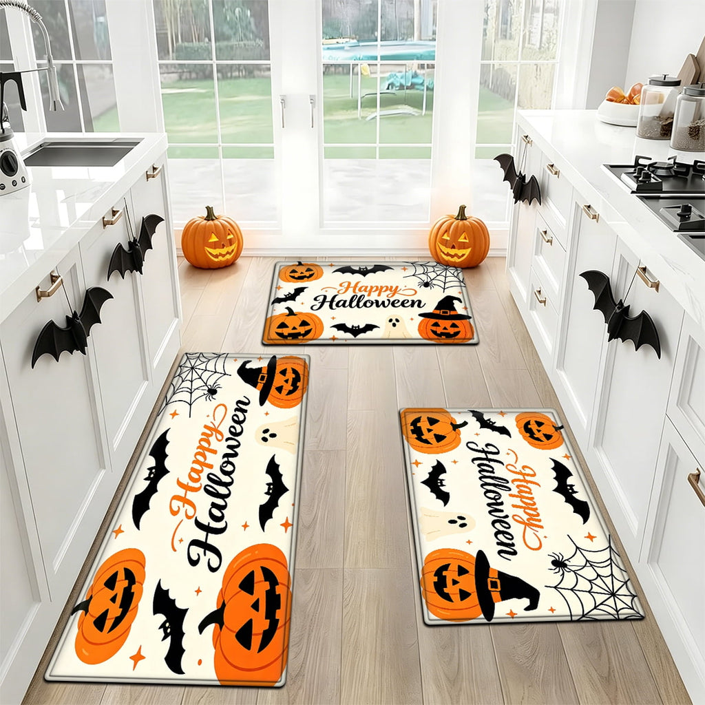 YIMEIS Halloween Pumpkin Lanterns Multi-purpose 1-Piece Flannel Mat and Kitchen Rugs,Soft Non-slip for Home Bedroom Bathroom