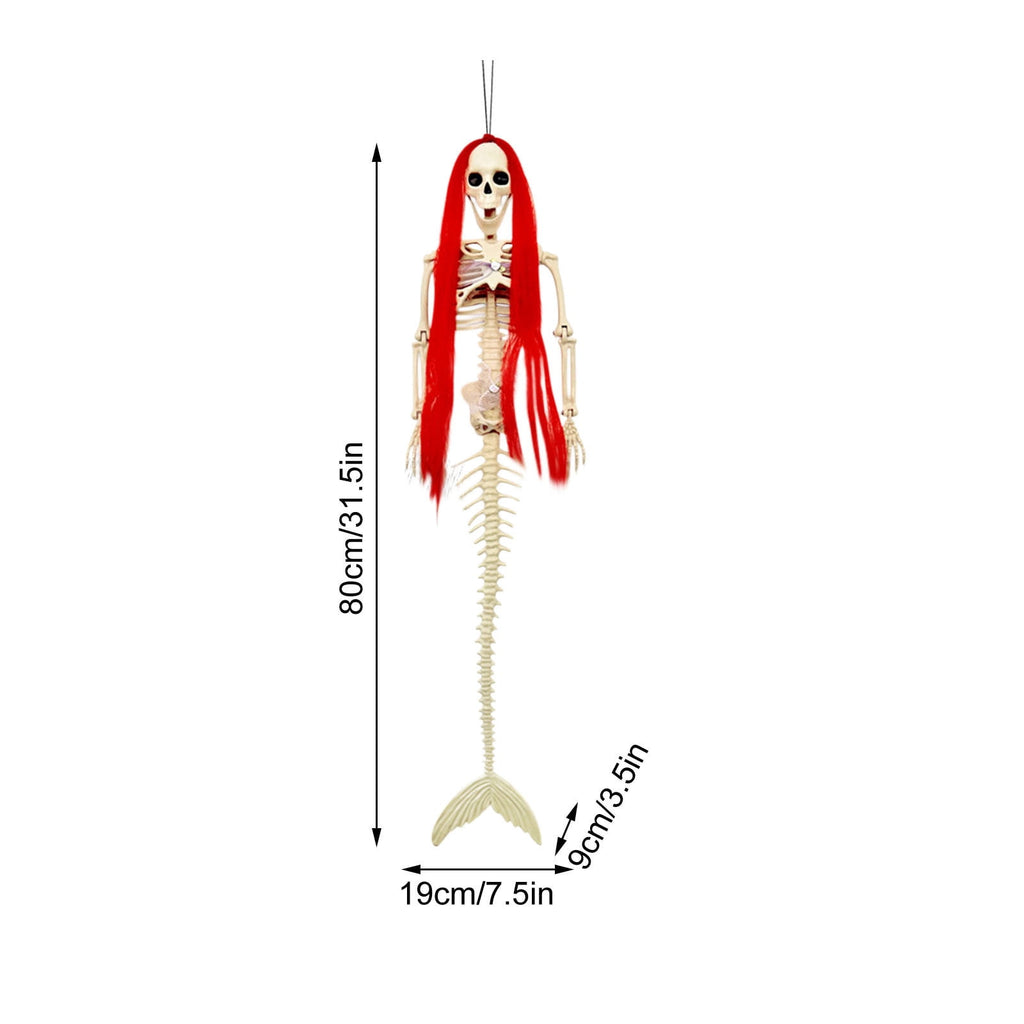 KMMYS Halloween Skeleton Fish Skeleton, Posable Joints, Mermaid Decor for Halloween Parties, Life-Size Decor for Haunted Houses, Outdoor Garden Decoration, Realistic Skeleton Prop