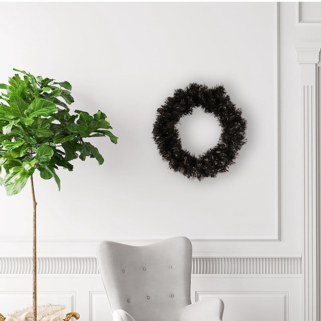 Halloween Christmas Glamorous Black Illuminated Wreath Trendy Led Vine Circle For Festive Decor Wreath Halloween Decorations