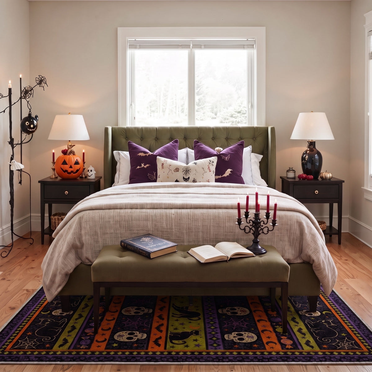 KUETH 3'x5' Halloween Machine Washable Area Rug, Non-Slip Rugs for Living Room, Bedroom and Dining Room, Orange