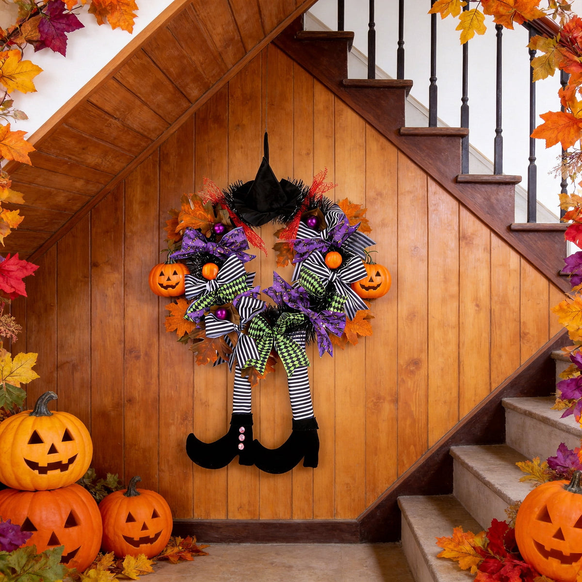 AGCAN 18 Inch Fall Wreaths for Front Door, Autumn Wreaths with Pumpkin & Pine Cone, Fall Decor for Indoor Outdoor Thanksgiving Harvest Festival Celebrations