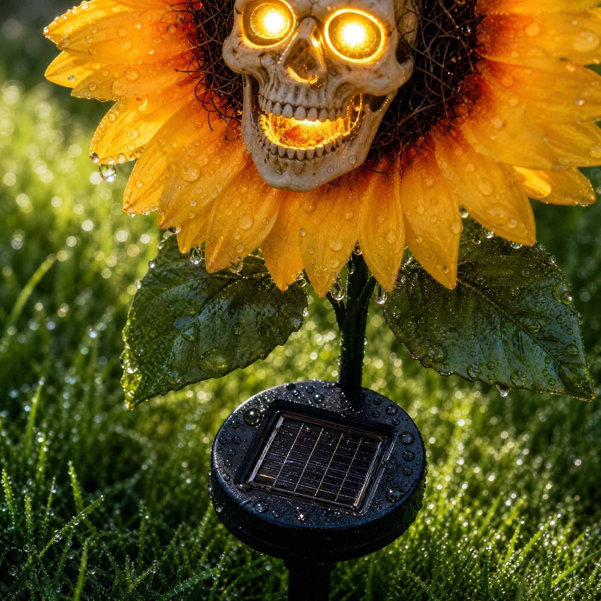 Halloween Artificial Rose Flower with Skull Head, Fake Silk Rose Bouquet, Red or Black Roses with Mini Skull