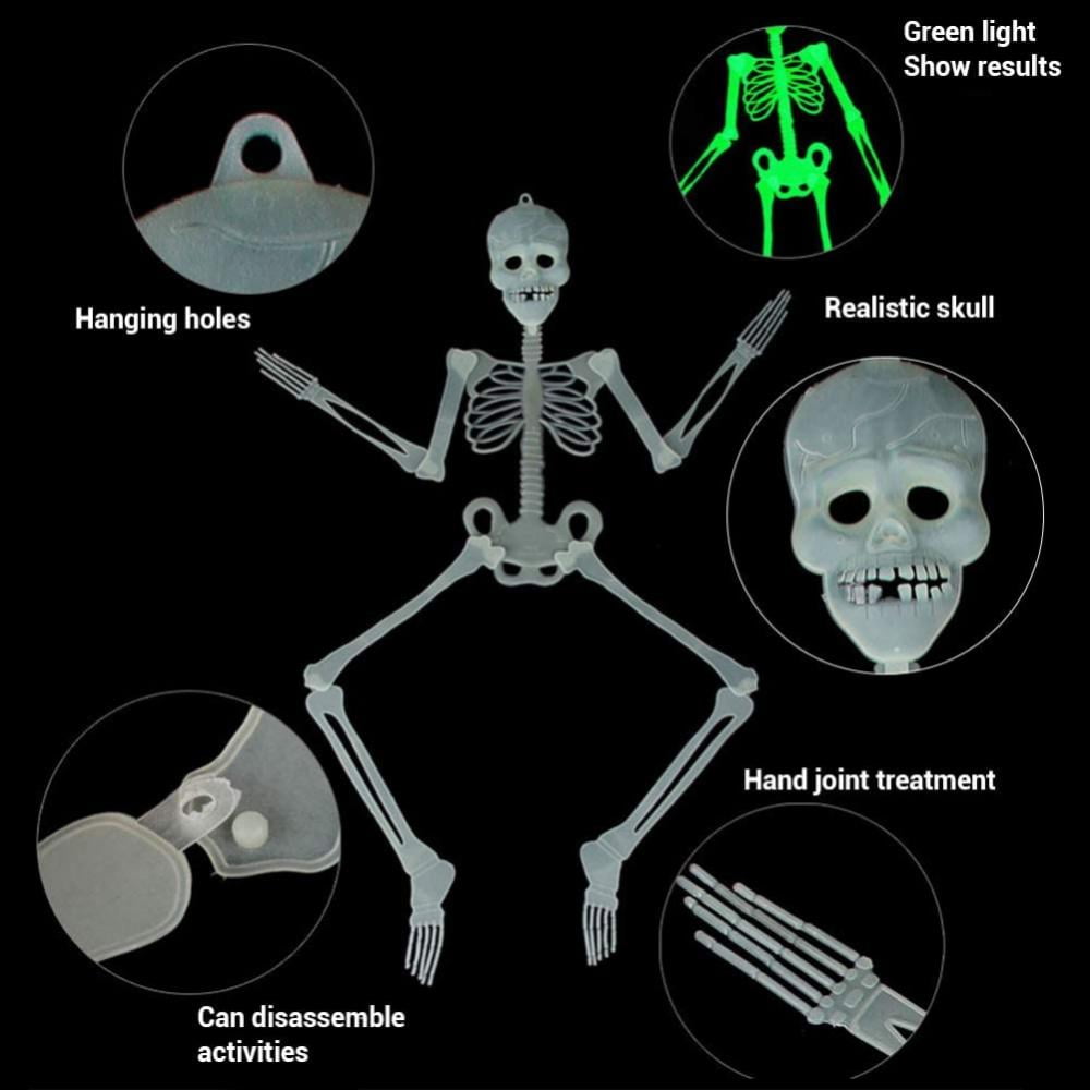 Halloween Hanging Luminous Skeleton Decorations, Full Body Glow-in-The-Dark Skeleton for Halloween Party Decorations Outdoor Yard Garden Hanging Ornaments Props