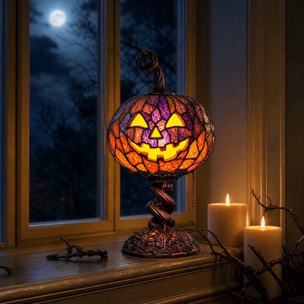 Halloween Pumpkin Candy Bowl with Lid, Decorative Plastic Treat Jar with Crushed Stone Look for Candy Serving and Seasonal Table Display, Reusable Spooky Home Accent, Home Decor, Brown