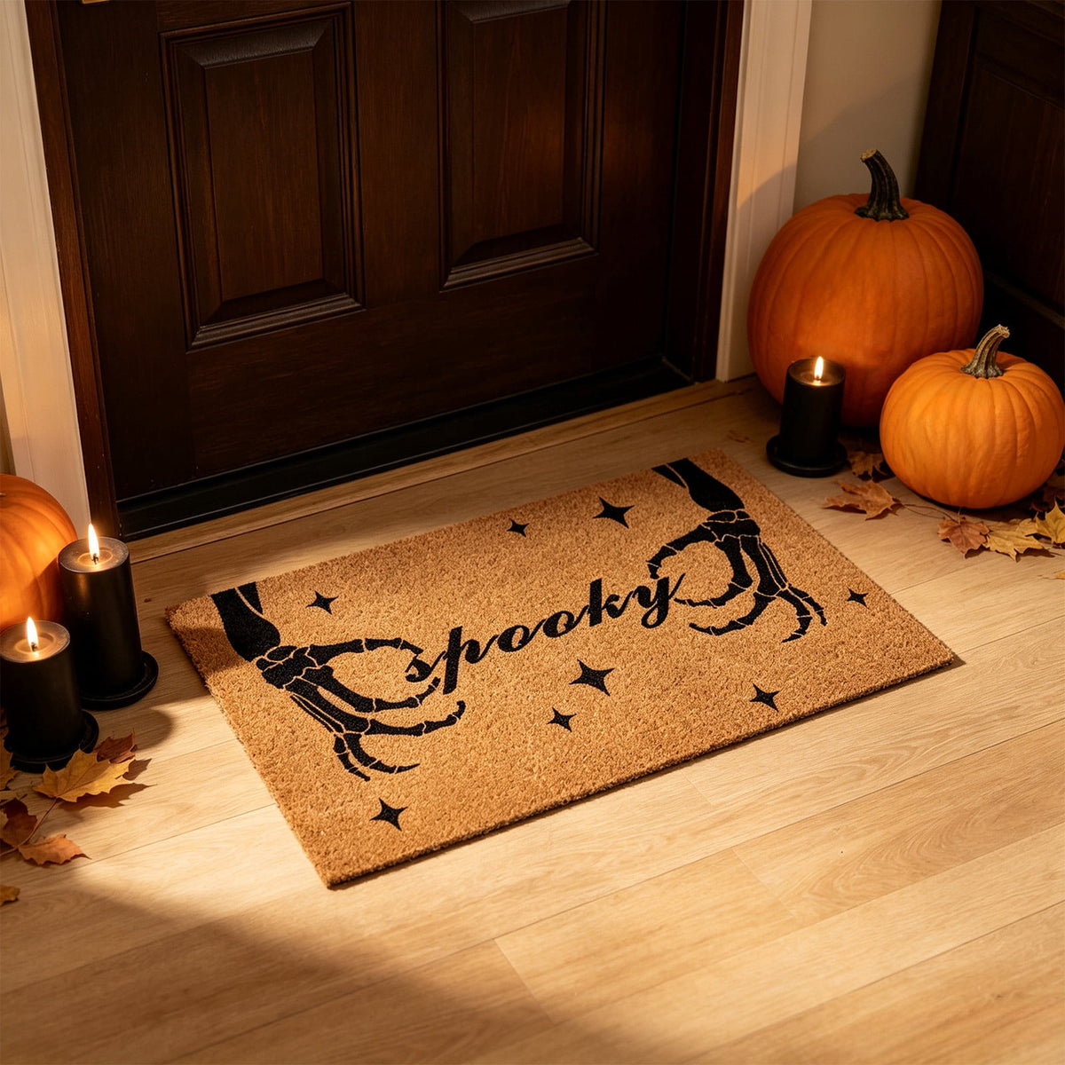 Halloween Doormat Vintage Retro Style Mat 23.6x15.7in Secure-Grip Absorbent Coir Look Entryway Rug for Front Porch Indoor Outdoor Decor by OVFUIZ