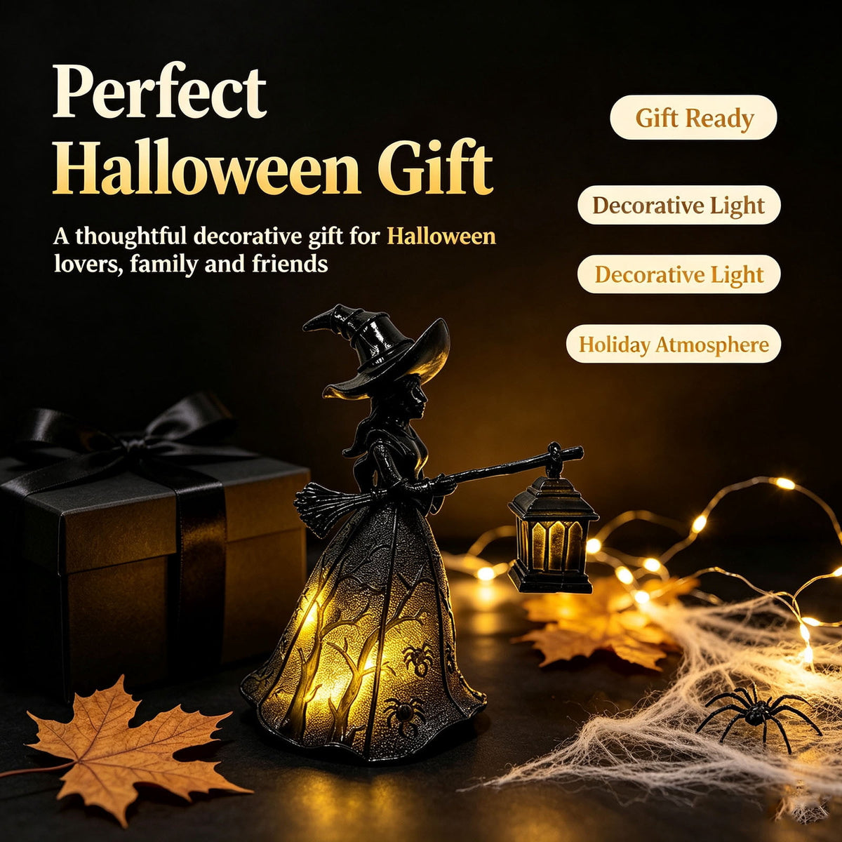 Halloween Ghost Night Light, Cute Ghost Playing The Guitar Lamp, Ghost Warm Lighted Figurine Lamps for Party Bedroom Study Room Home Dorm, Halloween Decor Indoor
