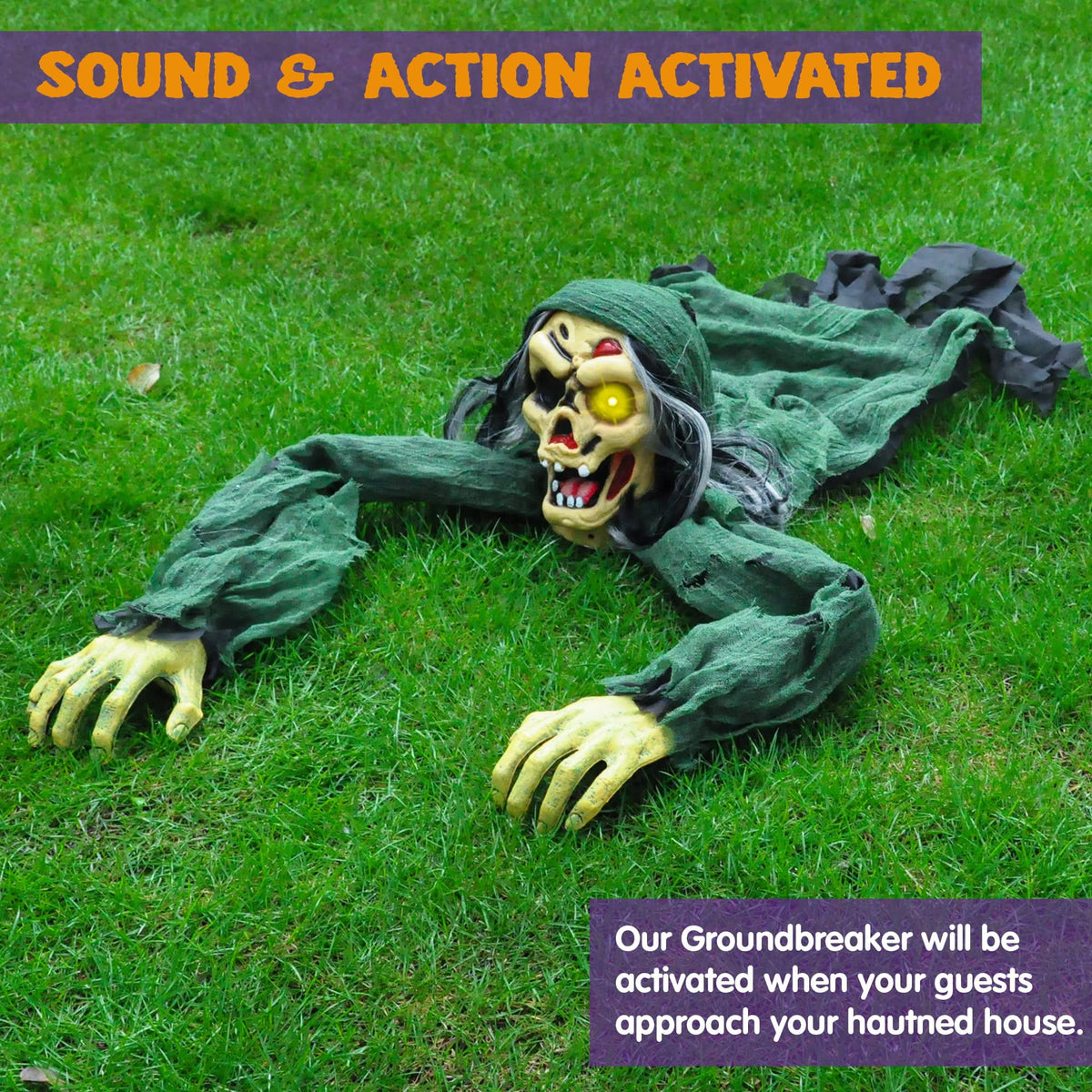 Joyfy Halloween Groundbreaker Halloween Decorations Zombie with Sound and Flashing Eyes,Outdoor Scary Halloween Yard Decorations,Haunted House Decorations