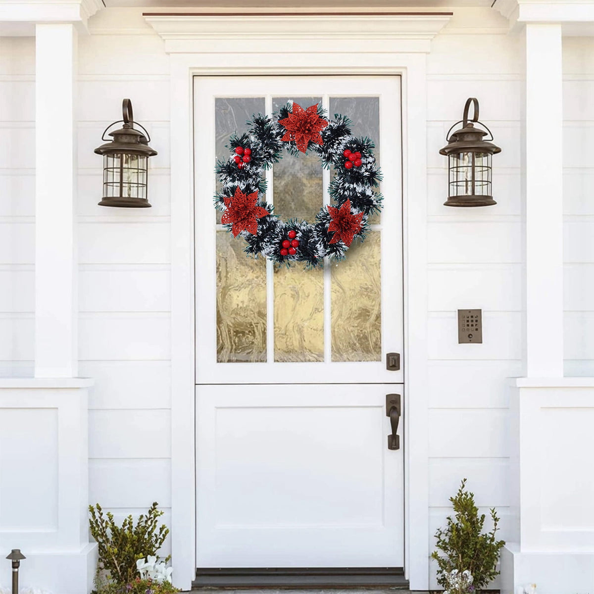 Btomtd Diameter 8" Pumpkin Skull Wreath Halloween Decor Acrylic Round Disk Hanging Ornament with Garland for Front Door Window, B