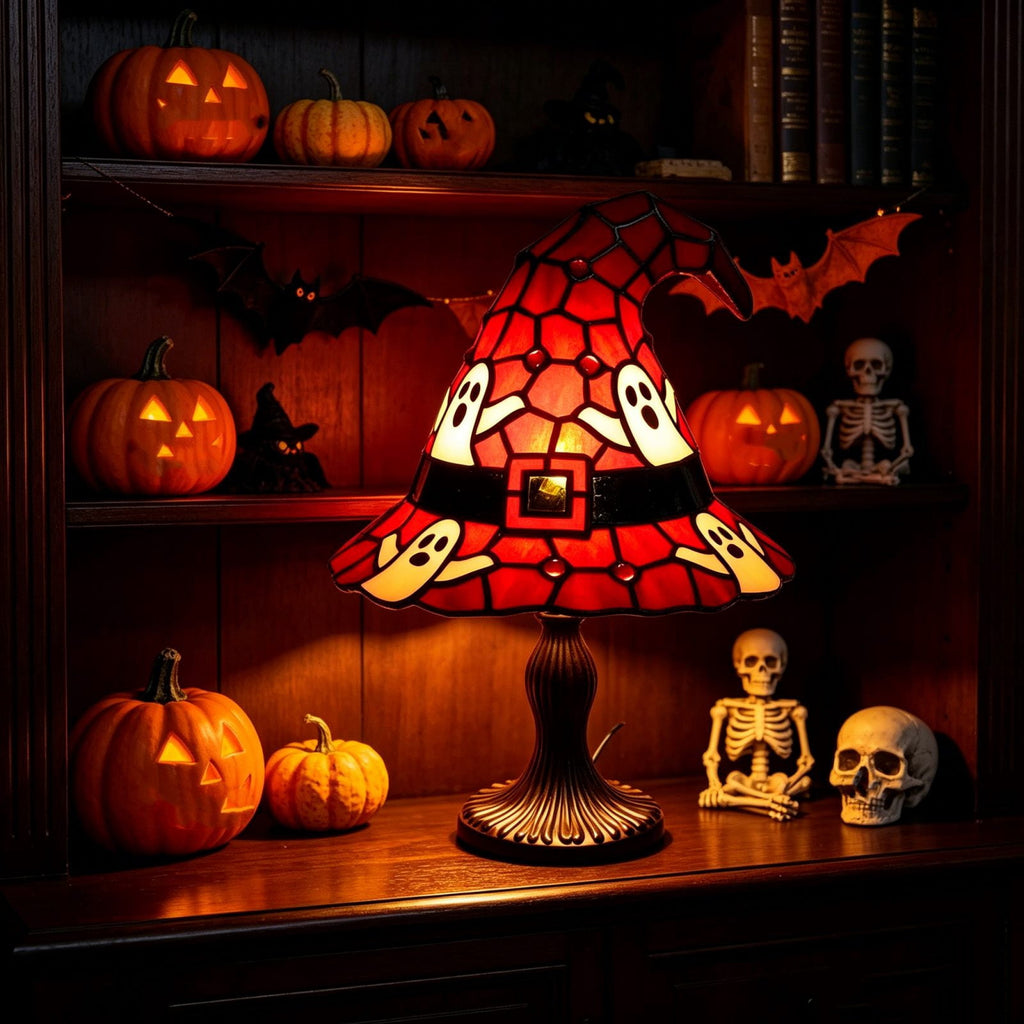 Clearance Witch Hat Lamp, Halloween Nigh Light Handcrafted Retro Resin Witch Hat Light, Usb Powered, Gothic Halloween Decorations for Bedroom