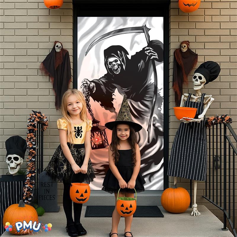 PMU Halloween Bathroom Door Cover, Halloween Decor, Door Decor