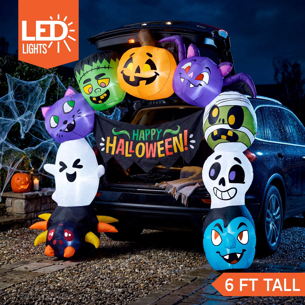 Joyfy 3.6 ft Animated Halloween Inflatable Dinosaur Decoration,Trunk or Treat Car Decorations Kit Dinosaur with Built-in LED Light for Halloween Party Indoor,Outdoor,Yard,Garden Decor