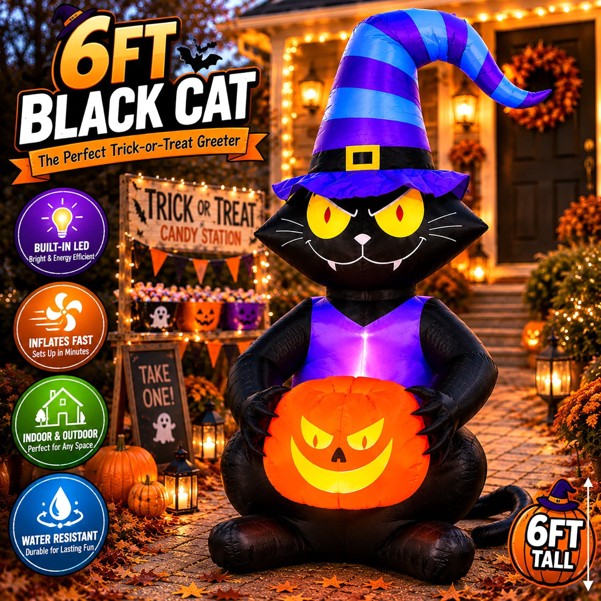 Toiyjofe 8ft Halloween Inflatable Skeleton Tree with LED Lights, Spooky Lighted Outdoor Yard Decoration with Grim Reaper & Pumpkins