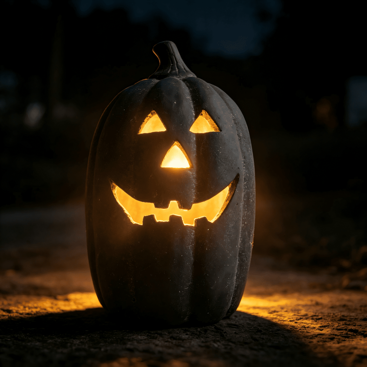 Halloween Decorations - 5.9" Black Handmade Resin Jack O Lantern Pumpkin Fall Decor, Indoor Outside Gothic Festival House Centerpiece Decoration for Table Garden Living Room Mantel