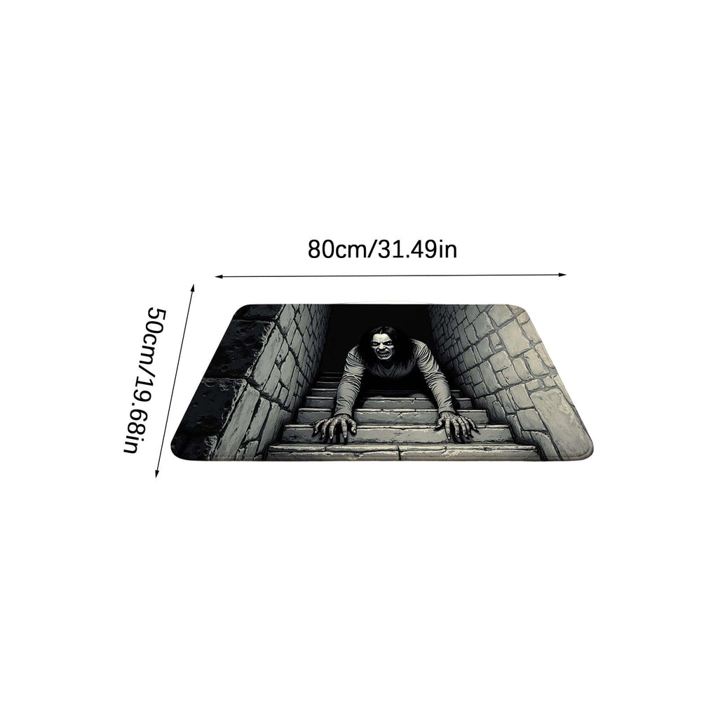 Scary Halloween Decorations Outdoor Spooky 3D Visual 20 Inch Floor Mat Halloween Home Decor Indoor Halloween Front Door Decor Creepy Themed Entrance Rug Deep Grey, 1 Pack