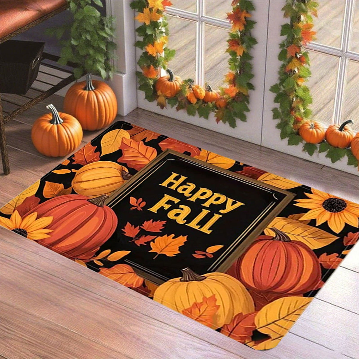 Non-Slip Fall Doormat - Absorbent Entrance Rug Waterproof Porch Mat Skid-Resistant Floor Protector Seasonal Home Decor Gift Idea(A)