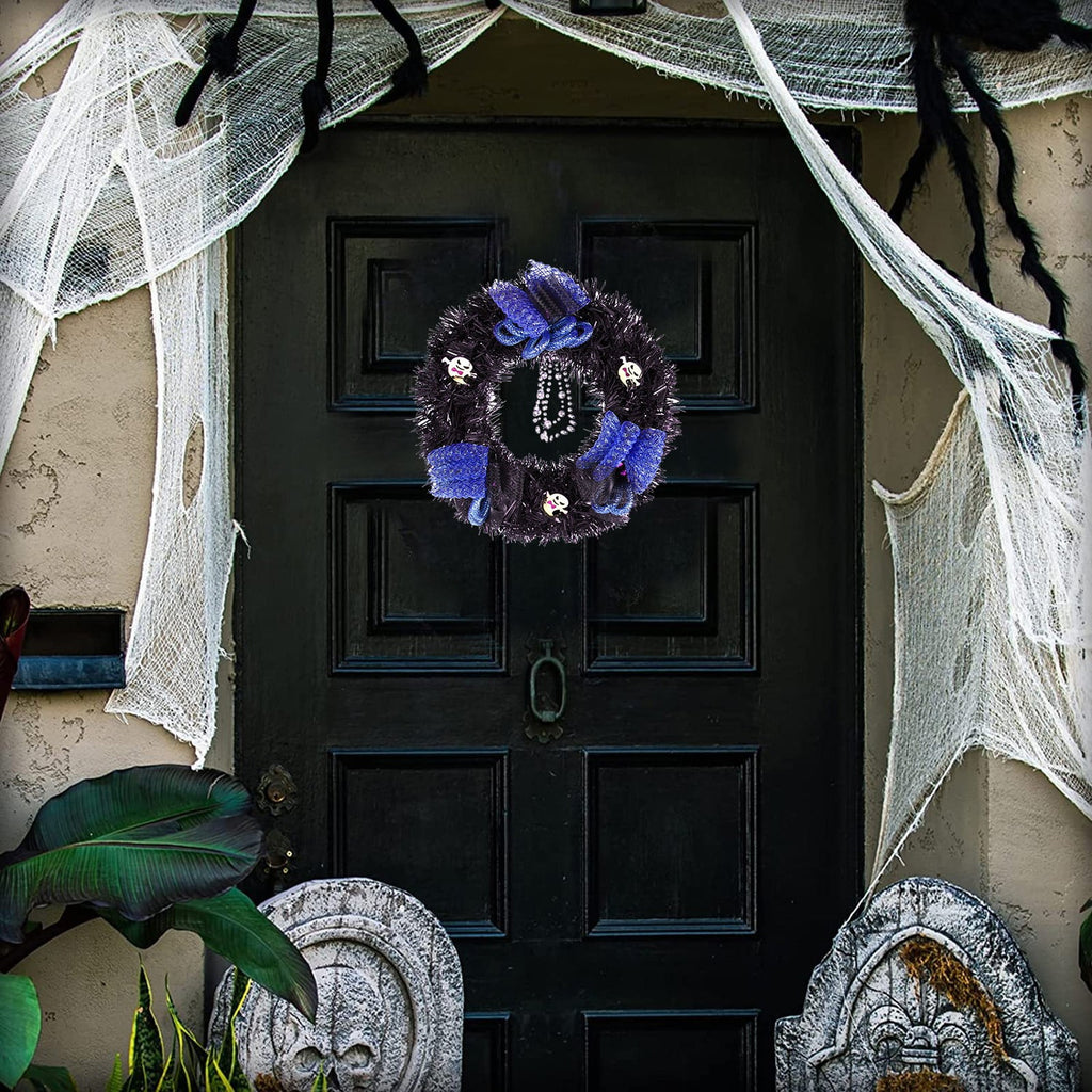 sruoe Halloween Decorations, Indoor Outdoor Halloween Decor, Artificial Wreaths, Halloween Decorations for Outside, Halloween Wreaths for Front Door, Halloween Horror Skeleton Maple Leaf Wreath