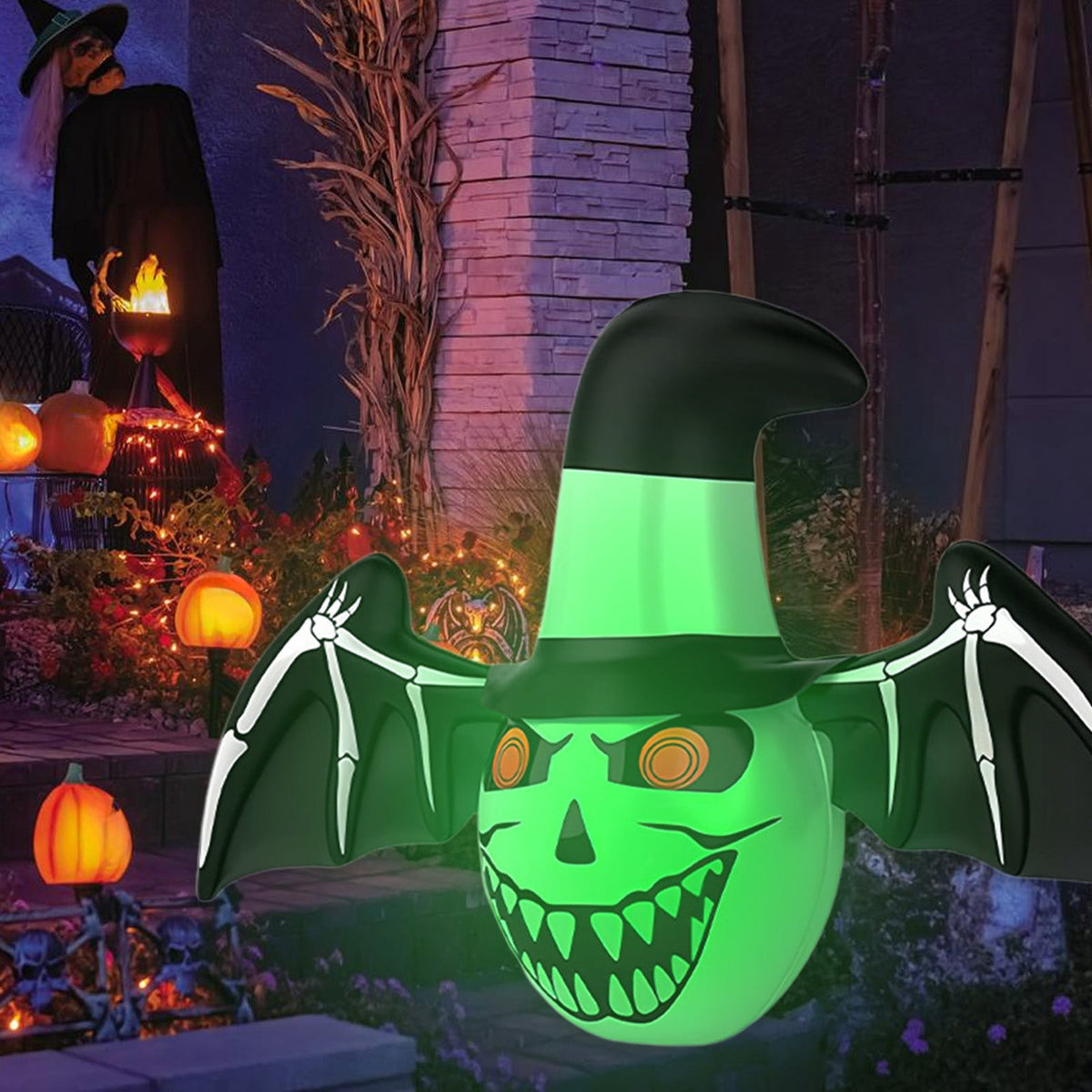 syligr Halloween Inflatable Bat for Yard and Garden Decor, Spooky Bat Decor with Lighted for Outdoor, 24x40 Inch, Porch Patio Lawn Ornament, Trick-or-Treat Party Decoration
