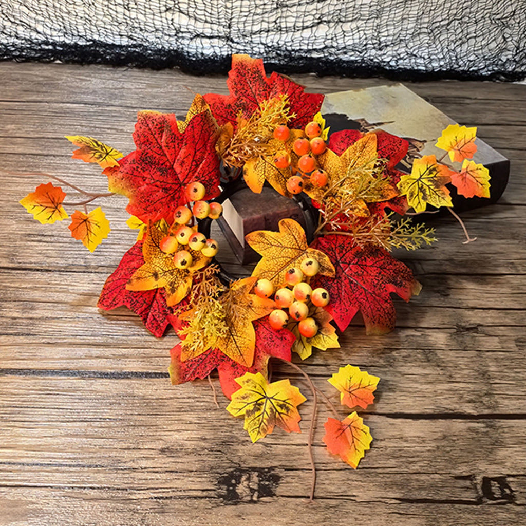 Small Fall Gradient Wreath for Front Door, Multicolor Artificial Autumn Wreaths Thanksgiving Decor for Home, Fall Halloween Decorations, Outdoor Indoor Farmhouse Wall Decor Year Round, E