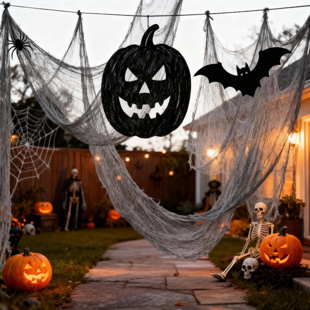 CQHVKQ 5 Pack of Halloween Creepy Gauze Cloth Decoration Set, Indoor Outdoor Black Scary Halloween Gauze Tapestry Decor, Spooky Decorations for Home, Yard, Haunted House & Party Supplies, 72" x 30"
