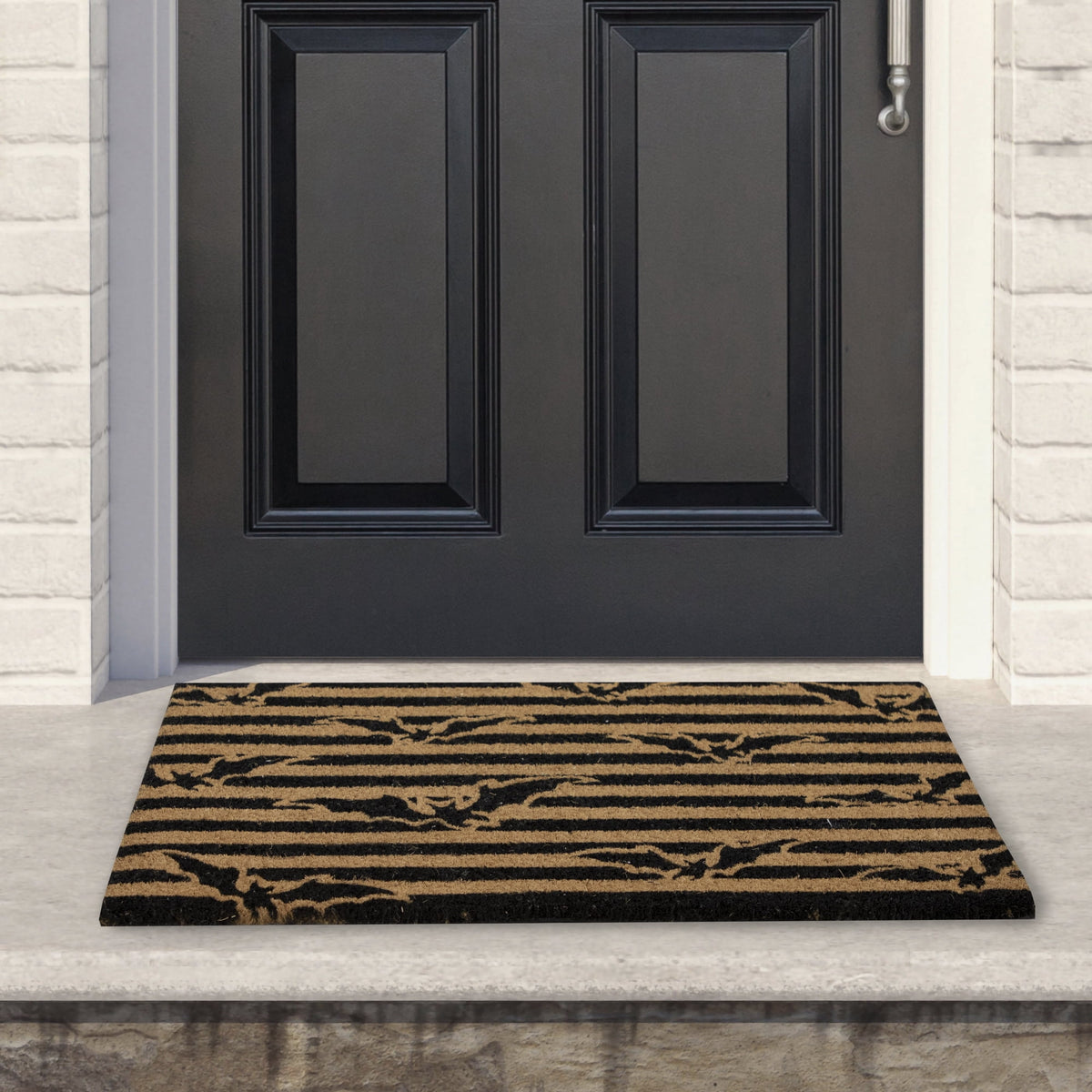 Northlight Natural Coir Flying Bats Halloween Doormat 18" x 30"