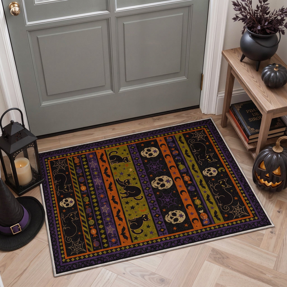 KUETH 3'x5' Halloween Machine Washable Area Rug, Non-Slip Rugs for Living Room, Bedroom and Dining Room, Orange