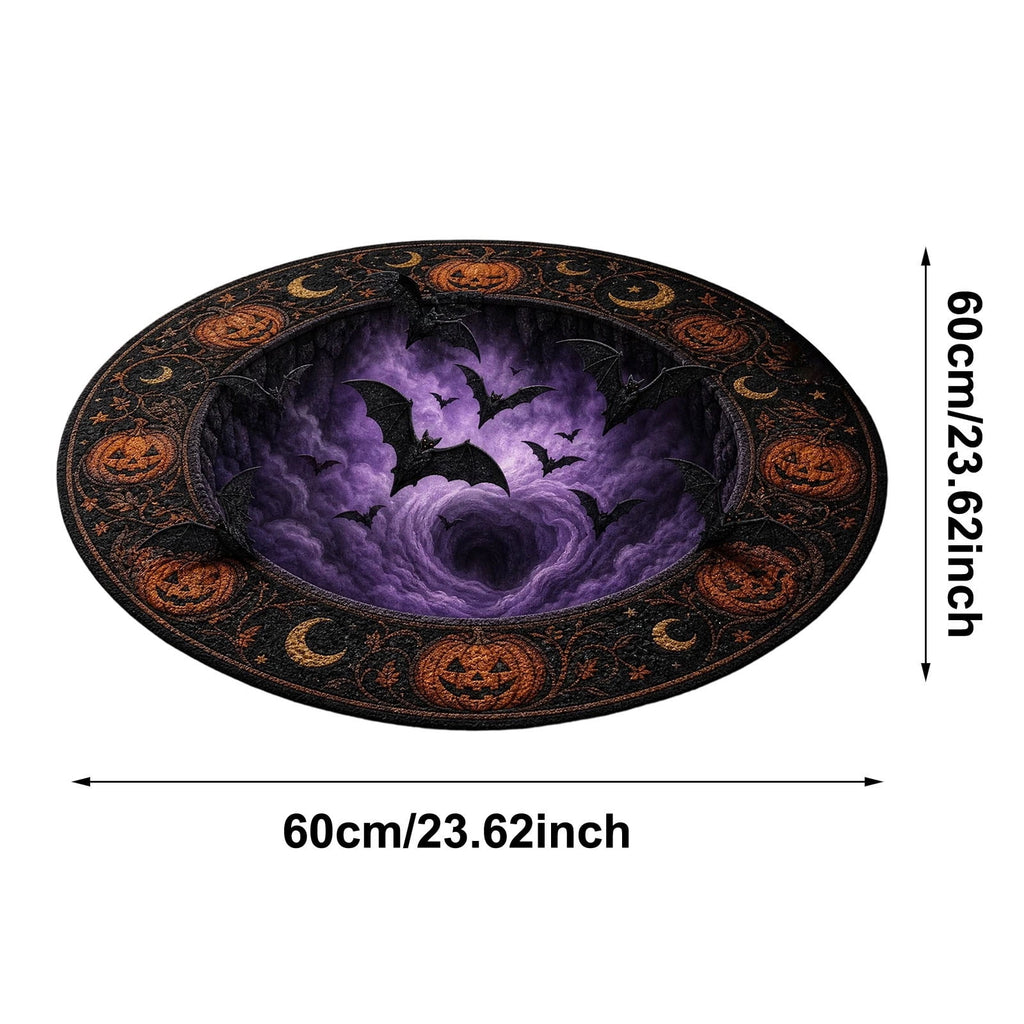 Win s Way 3D Illusion Round Halloween Rug Optical Illusion Doormat Non- Washable Entryway Decor Spooky Fall Front Door Mat for Party Decoration Available in 15.8/23.6/31.5 Inch