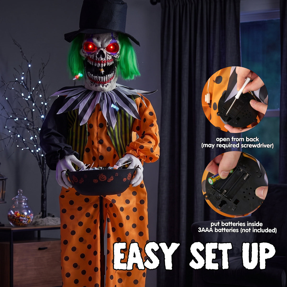 Joyfy Halloween Decorations Outdoor, 72"(6ft) Light Up Animated Scary Decorations Pumpkin Ghost with Sound Activation,Animatronics Pumpkin Decorations for Haunted House Prop Yard Decor