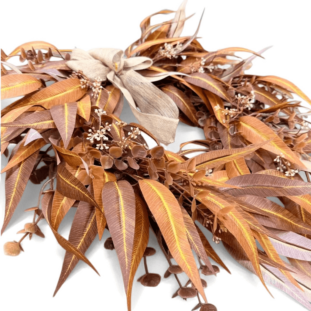 20" Fall Thanksgiving Wreath for Front Door - Artificial Harvest Autumn Foliage Wreath with Bow, Halloween Rustic Farmhouse Wall & Mantle Holiday Decor for Indoor Outdoor
