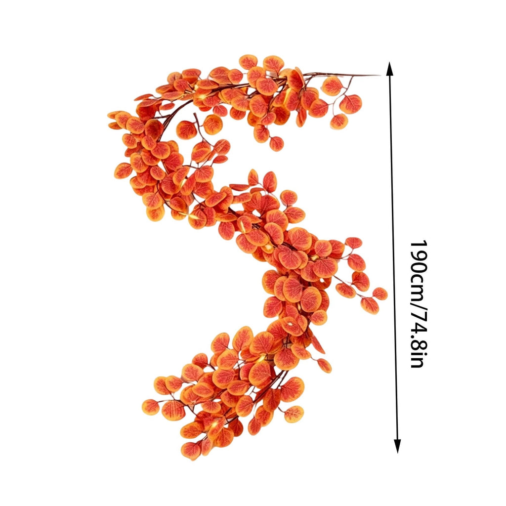 Chmadoxn 78.74" Halloween Thanksgiving Maple Leaf Garland with Mini Pumpkins & Berries, Artificial Fall Leaves Vine for Mantel Staircase Porch, Autumn Harvest Hanging Home Decor