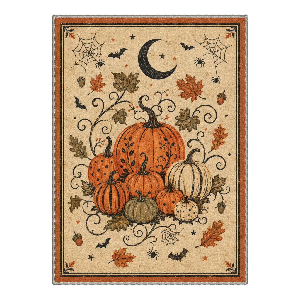 GENIMO 5'x7' Halloween Area Rug for Living Room, Washable Non Slip Soft Vintage Pumpkin Indoor Rug for Bedroom Dining Room Home Office, Antique Moss