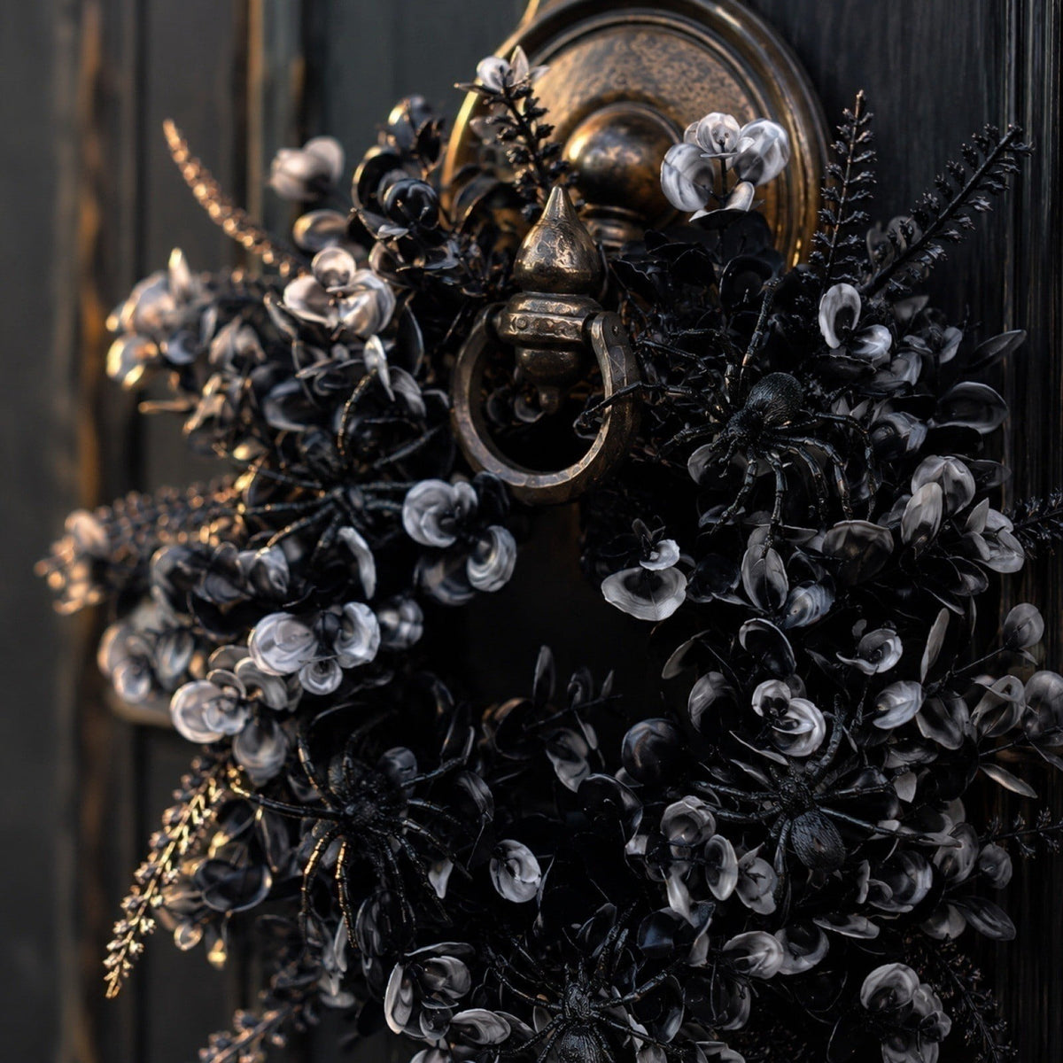 Hotyverty Halloween Wreath for Front Door, 13.77 Inch, Skull With Black Bow Wreath Halloween Decorations For Covered Outdoor Door & Farmhouse Gothic Home Ornament