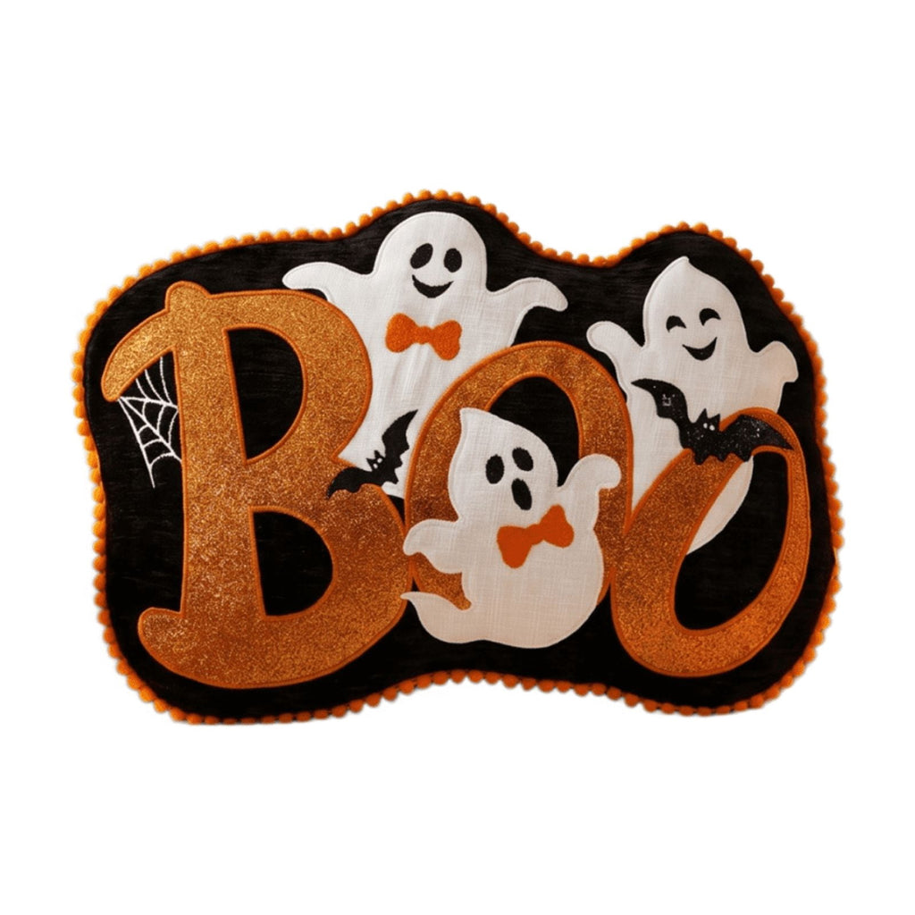 Cute Reading Ghost Plush Throw Pillow, Halloween Book & Pumpkin Bucket Ghost Stuffed Cushion, Spooky Season Decorative Pillow, for Sofa, Bedroom, Party Decor