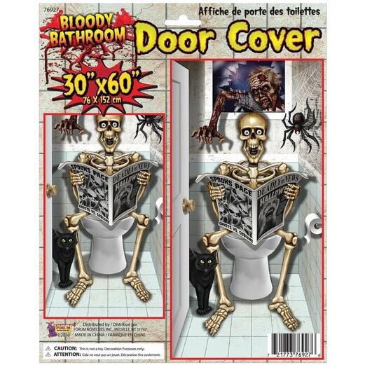 Forum Bathroom Skeleton on Toilet Halloween 30" x 60" Door Cover