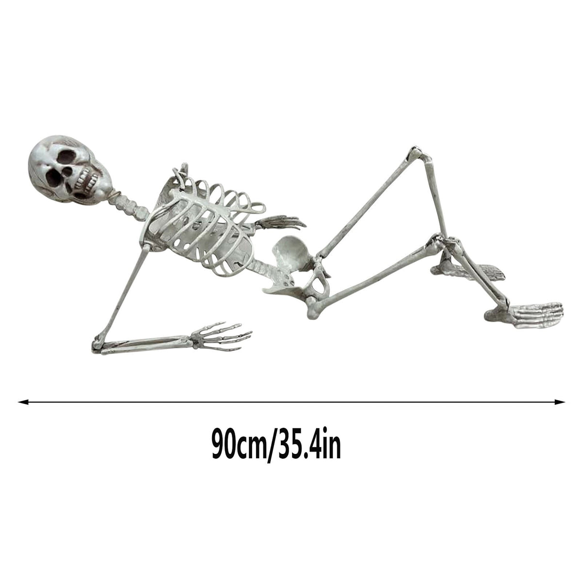3ft Posable Skeleton Prop, Life Size Full Body Plastic Halloween Skeleton Decor with Movable Joints for Indoor Outdoor Yard and Party Display
