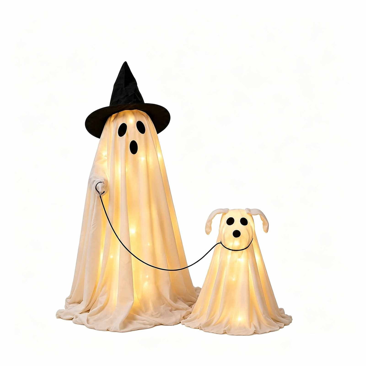 Lighted Halloween Ghost Candy Bowl, Cute LED Ghost Holding Pumpkin Candy Bucket for Trick or Treat, Outdoor Halloween Decorations for Front Porch, Indoor Yard Patio Halloween Decor
