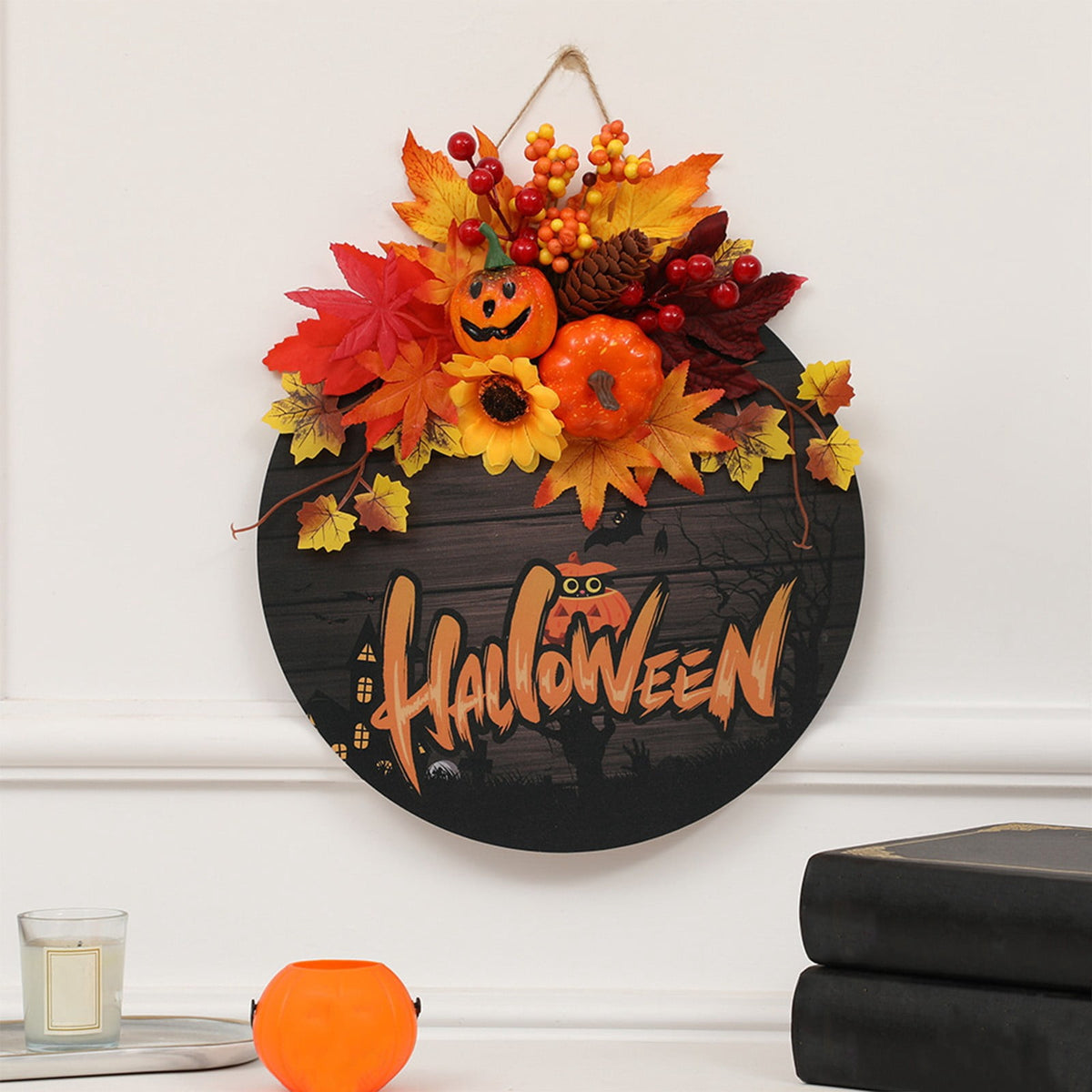 sruoe Halloween Decorations, Halloween Wreaths for Front Door, Artificial Wreaths, Indoor Outdoor Halloween Decor, Halloween Wreaths for Front Door, Halloween Party Decoration, Yard Decoration