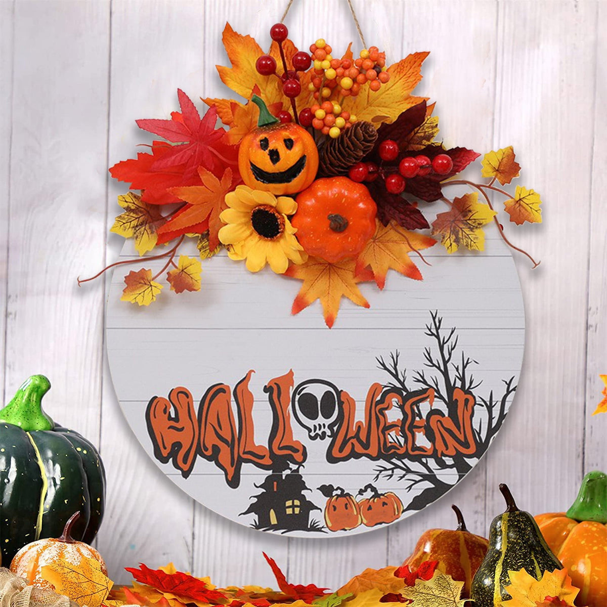 sruoe Halloween Decorations, Halloween Wreaths for Front Door, Artificial Wreaths, Indoor Outdoor Halloween Decor, Halloween Wreaths for Front Door, Halloween Party Decoration, Yard Decoration