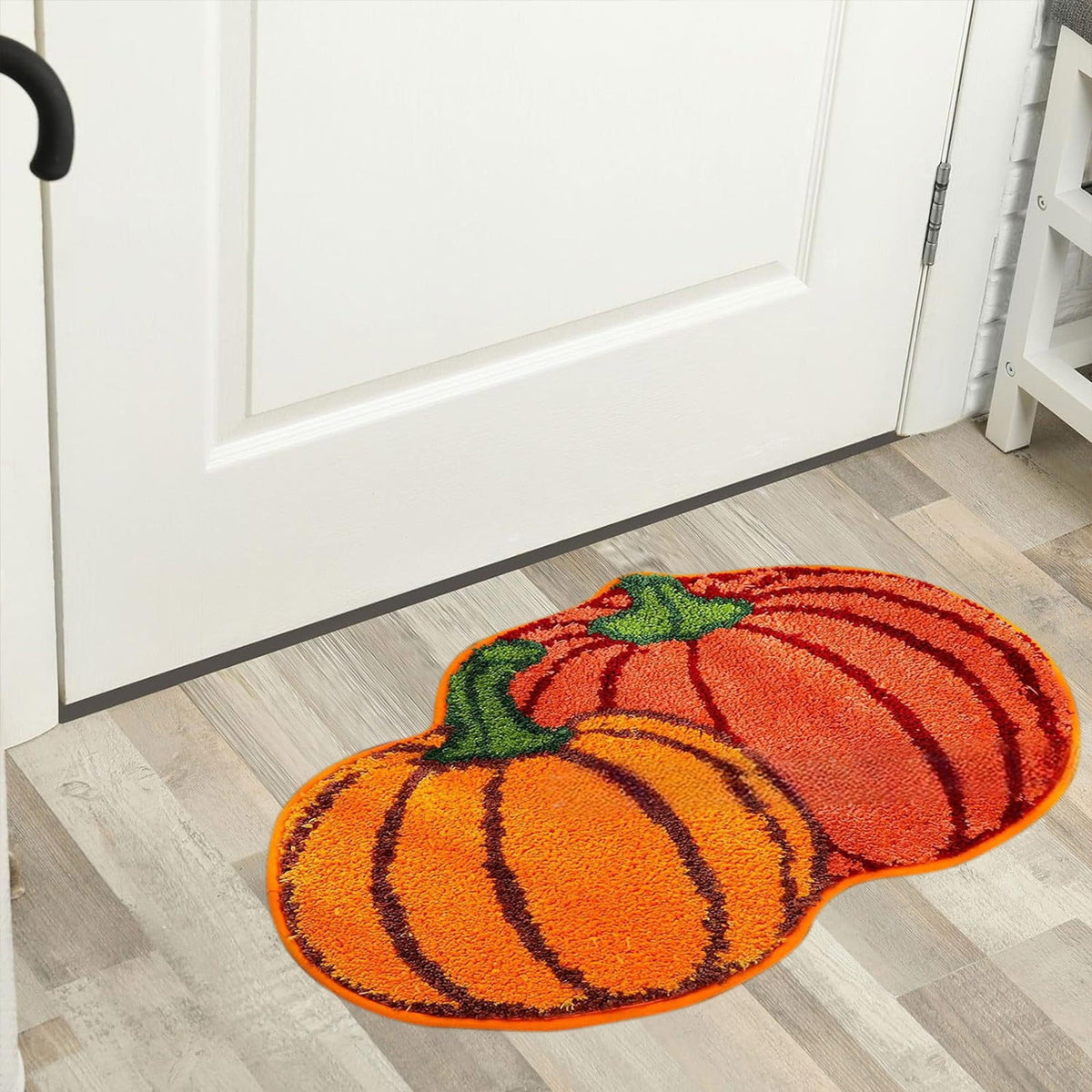 yulier Fall Pumpkin Bathroom Rug, Pumpkin Shape Bath Mat, Non-Slip Soft Kitchen Mat Doormat Orange Floor Mat Fall Decor, 24x16 Inch