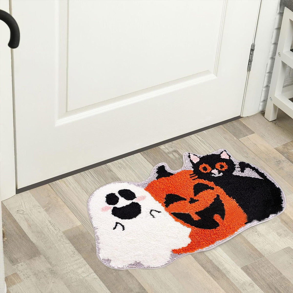yulier Fall Pumpkin Bathroom Rug, Pumpkin Shape Bath Mat, Non-Slip Soft Kitchen Mat Doormat Orange Floor Mat Fall Decor, 24x16 Inch